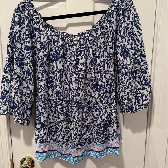 Lilly Pulitzer Nevie Off-The-Shoulder Top Size XL - Picture 3 of 6